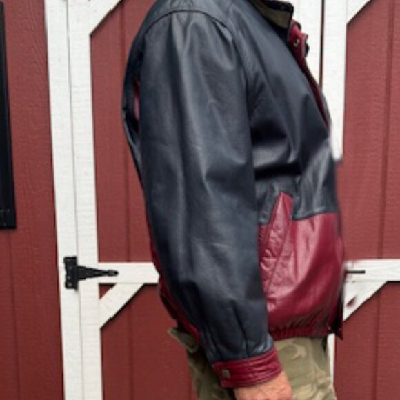 Perry Ellis America Mens Bomber Leather Jacket size XXL - Picture 5 of 8